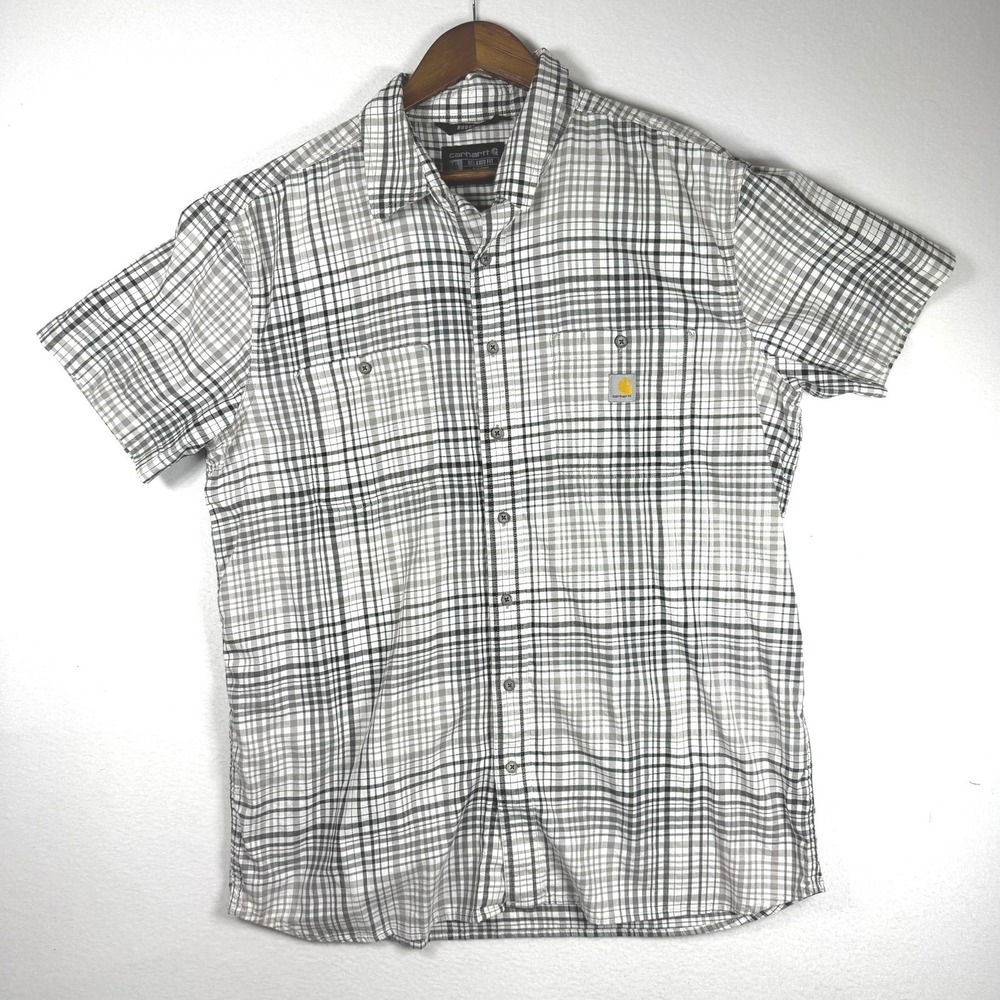 Carhartt Rugged Flex Mens XL‎ Tall Relaxed Plaid Short Sleeve Button Down Shirt